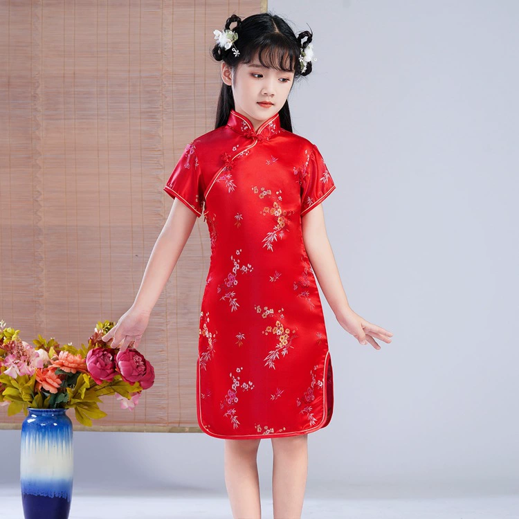 Детский костюм Tang Cheongsam для девочек летнее платье