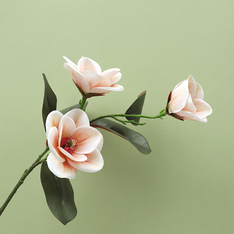 Languifang de gama alta de impresión 3D perfume Magnolia flor artificial hogar sala de estar Decoración Luz estilo de lujo decoración flor falsa al por mayor