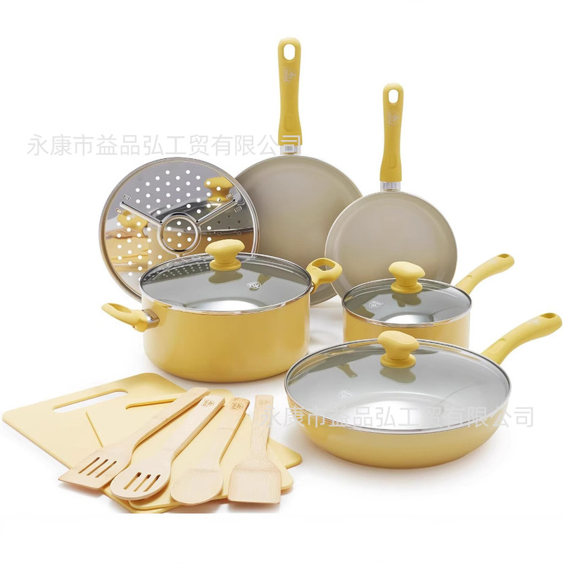 Venta directa de fábrica, sartén para freír y freír para el hogar, regalo de empresa, juego de cinco piezas, suplemento alimenticio antiadherente, juego de ollas de regalo