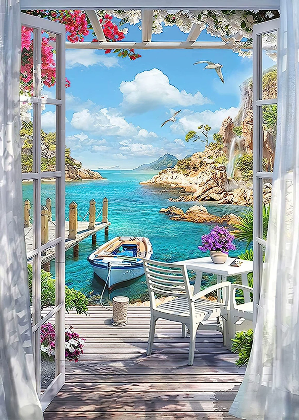 Картина алмазной мозаики 5D, Пляжный ракушечный пейзаж, 30×40 см, полный стирт DIY набор