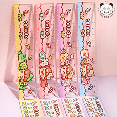 Wholesale Tilly's Multicolored Cute Animal Wave Ruler Straight Ruler Acrylic Ruler Diary Account Measurement Grid Ruler School 