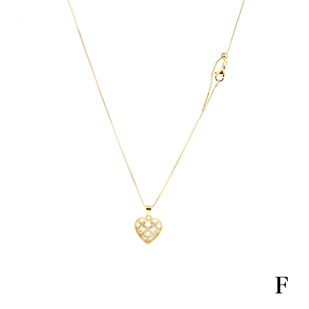 Fashion Heart Shape Copper Plating Zircon Pendant Necklace 1 Piece