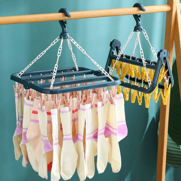 32 clips percha multifuncional a prueba de viento percha de ropa para adultos percha de ropa para calcetines percha de ropa plegable percha de ropa mayorista