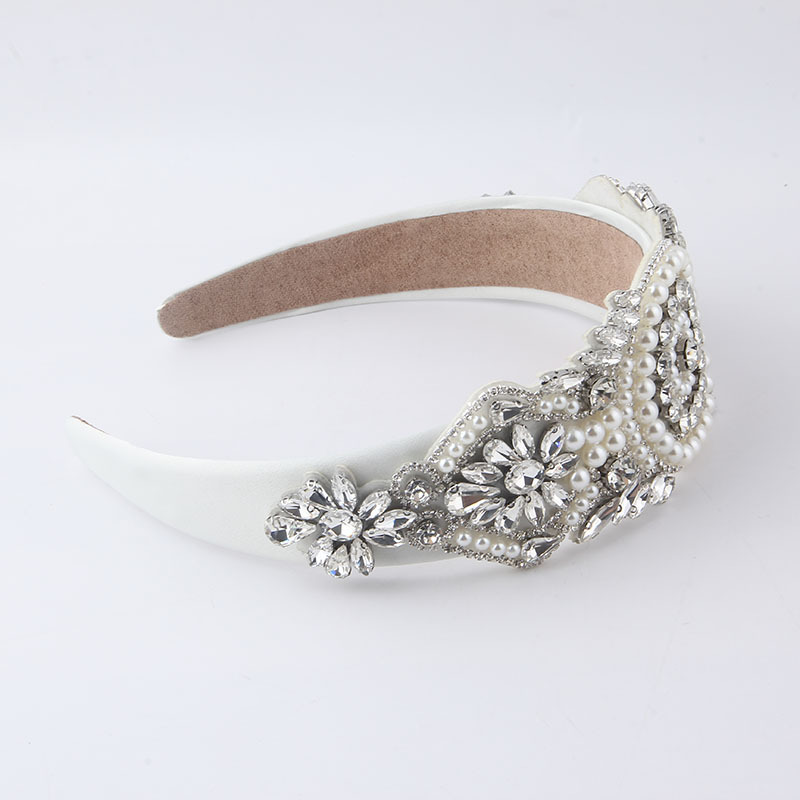 Diadema de ala ancha con perlas retro de cristal barroco de nueva modapicture4