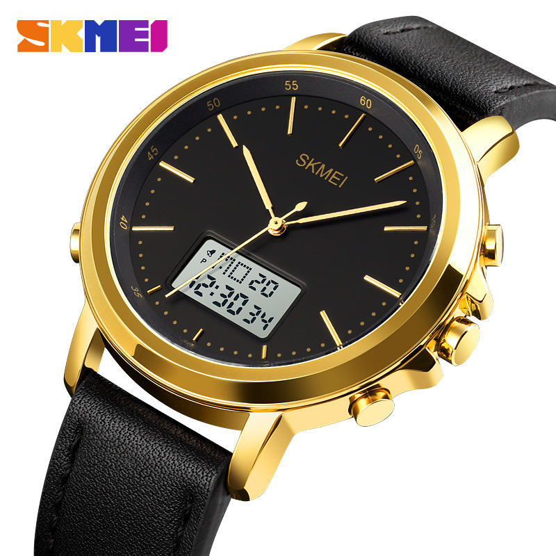 Skmei 1652 simple creativo reloj de los hombres europeos y americanos negocios trabajo doble pantalla electrónica reloj luminoso