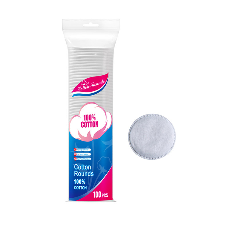 Discos de algodón redondos estilo inglés, algodón spunlace, algodón acolchado compuesto de tres capas, discos desmaquillantes con borde cosido y relieve, engrosados.