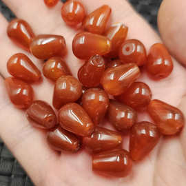 冰种红玛瑙水滴玉石散珠红玉髓通孔水滴手链项链耳环饰品配件珠子