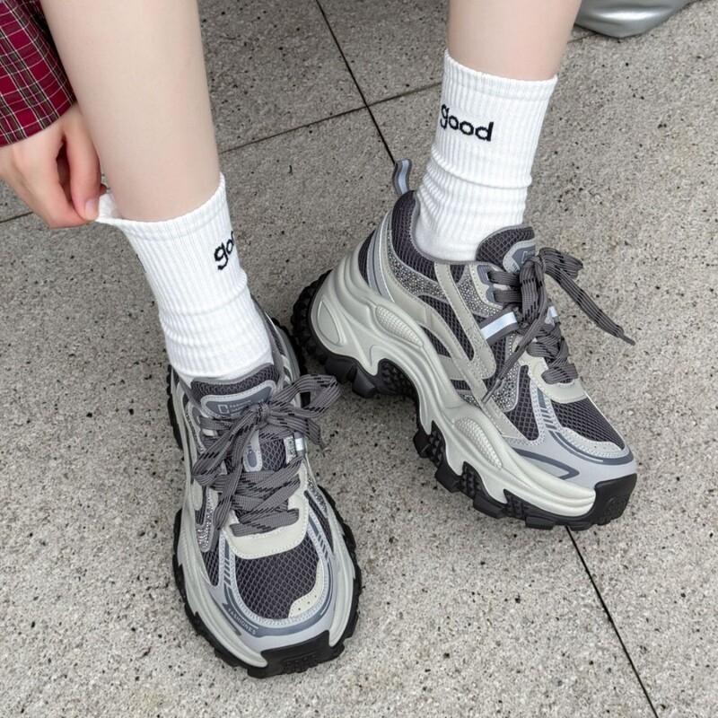 欧洲站厚底增高炸街老爹鞋女2025秋季新款网面透气百搭休闲运动鞋|undefined