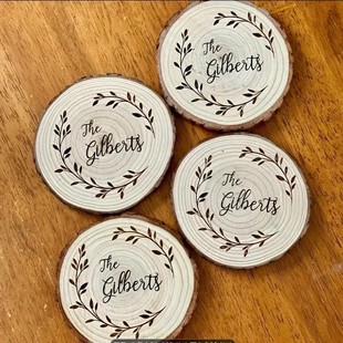 Amazon cross-border hot selling creative custom round wooden coasters Custom LOGO Wooden coasters