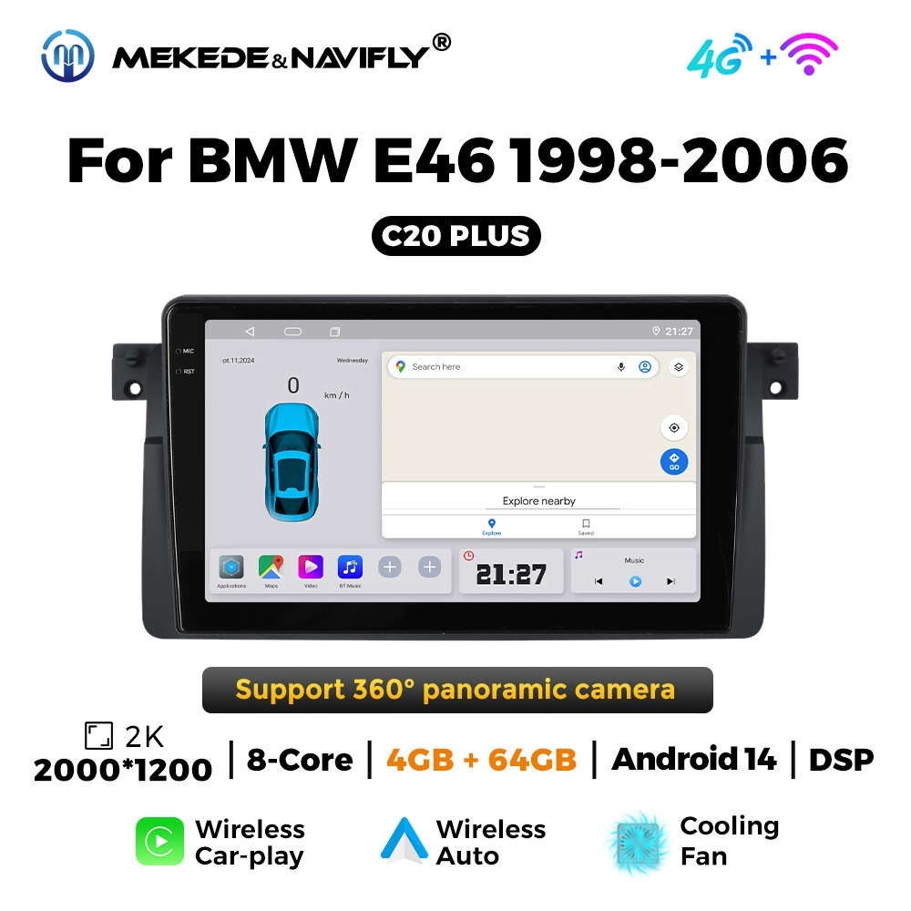 Подходит для BMW E46 1998-2006 — Android центральный блок с большим экраном, автомобильная навигация, радиопанель, CarPlay