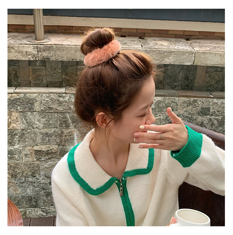 Cerchio per capelli in peluche, corda per capelli, carina, dolce, corda per la testa, semplice, tutto, fascia elastica alta_voghion.com