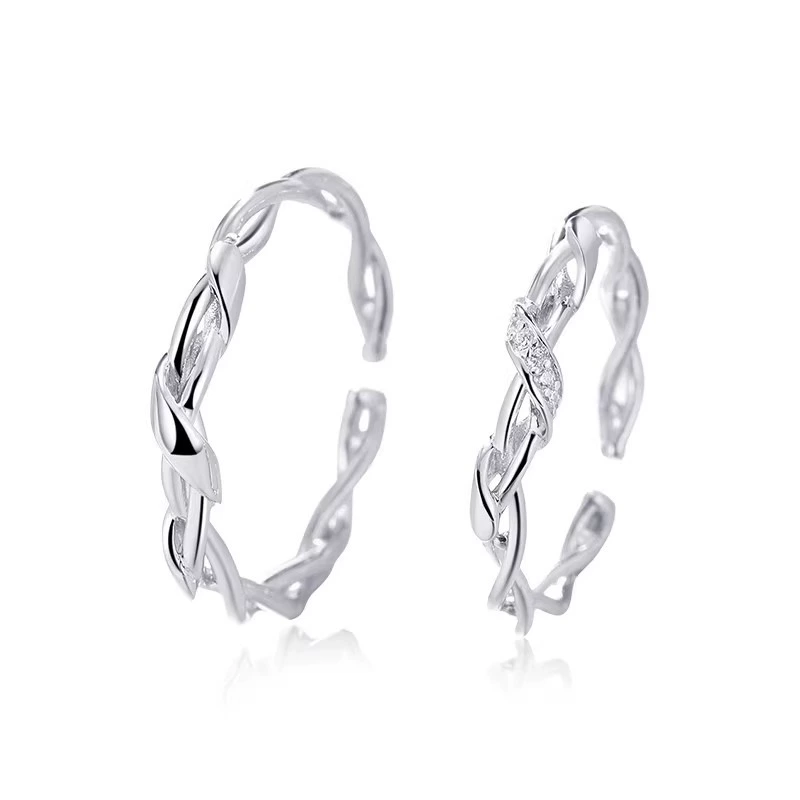 Silver bracelet for beloved, small design ring, 925 sample silver, on index finger, Birthday gift