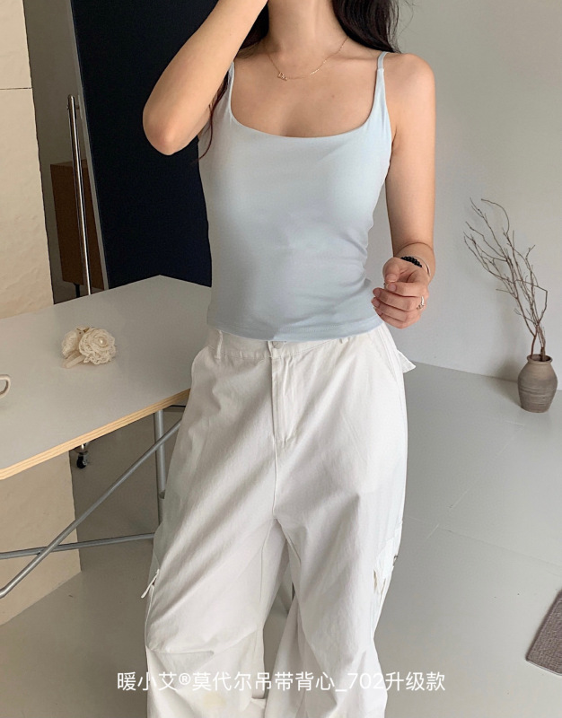 暖小艾702升级版莫代尔宝藏新色吊带背心免穿内衣女条纹内搭外穿|undefined