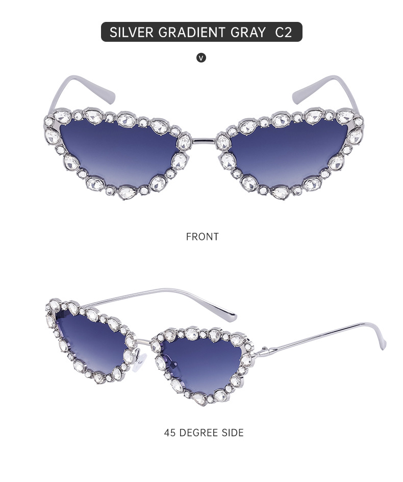 Solid Color Pattern Women'S Gender Casual Solid Color PC UV400 Protection Cat Eye Diamond Full Frame Women's Sunglasses