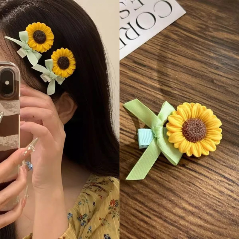 かわいい漫画インスタイルひまわりヘアピン甘い花ヘアピン高価値女の子の髪の切れ毛海辺前髪クリップ|undefined