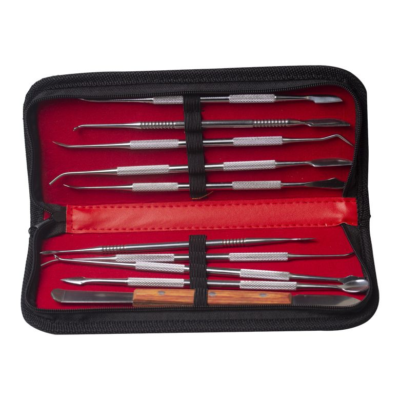 Juego de cuchillos de cera dental para cuidado bucal transfronterizo, herramientas de tallado dental, juego de 10 piezas, herramientas de moldeado de cera para técnicos