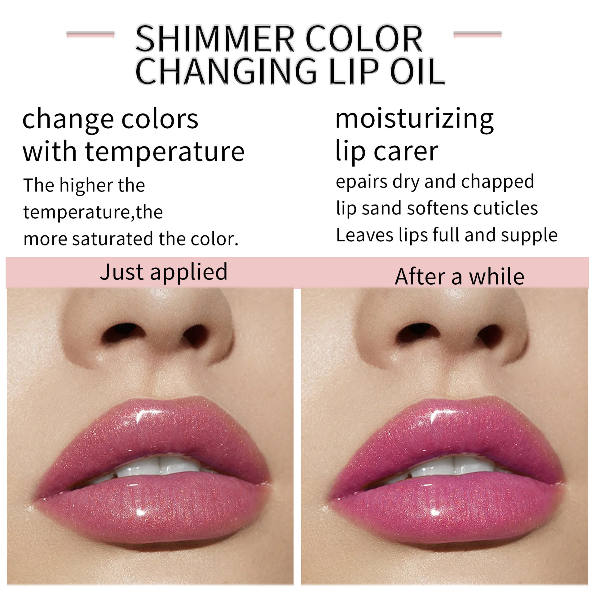 SHCOETY Cross-border Thermochromic Lip Oil Moisturizes and hydrates, easy to color, pearlescent fine shimmering color-changing lip gloss, and dudu Lip gloss Item Picture