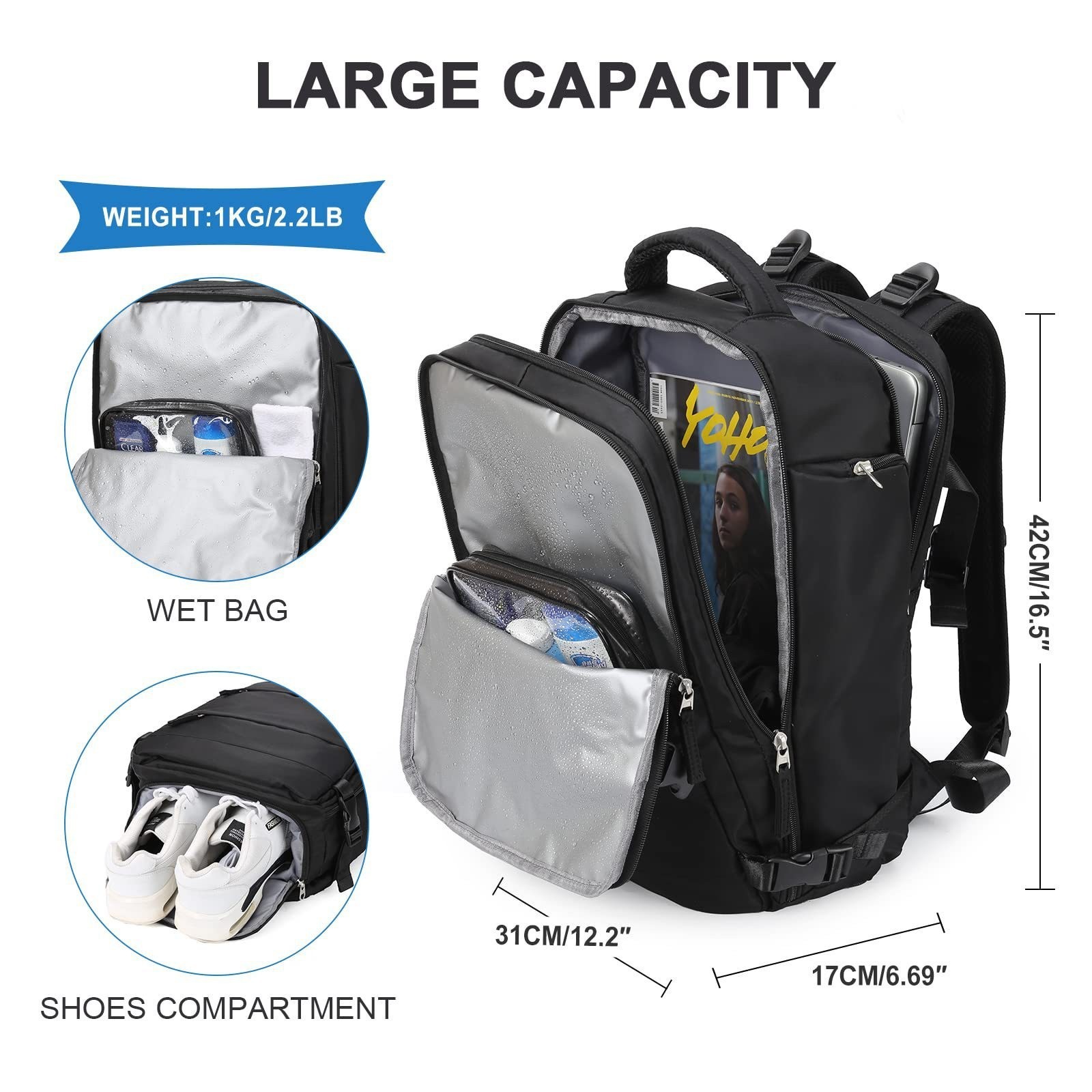 Waterproof Travel Backpack For Men With Wet And Dry Compartment_voghion.com