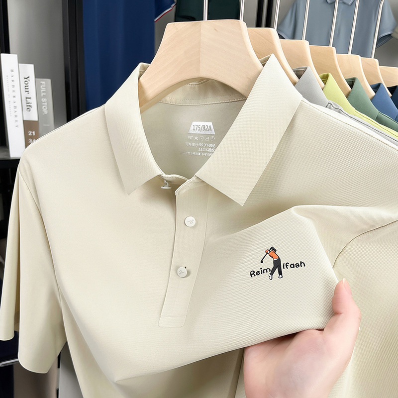 Brand High-End 2026 Summer Seamless Short-Sleeved Men's T-Shirt Anti-Uv Lapel Casual Half-Sleeved Polo Shirt Brand High-End 2026 Summer Seamless Short-Sleeved Men's T-Shirt Anti-Uv Lapel Casual Half-Sleeved Polo Shirt