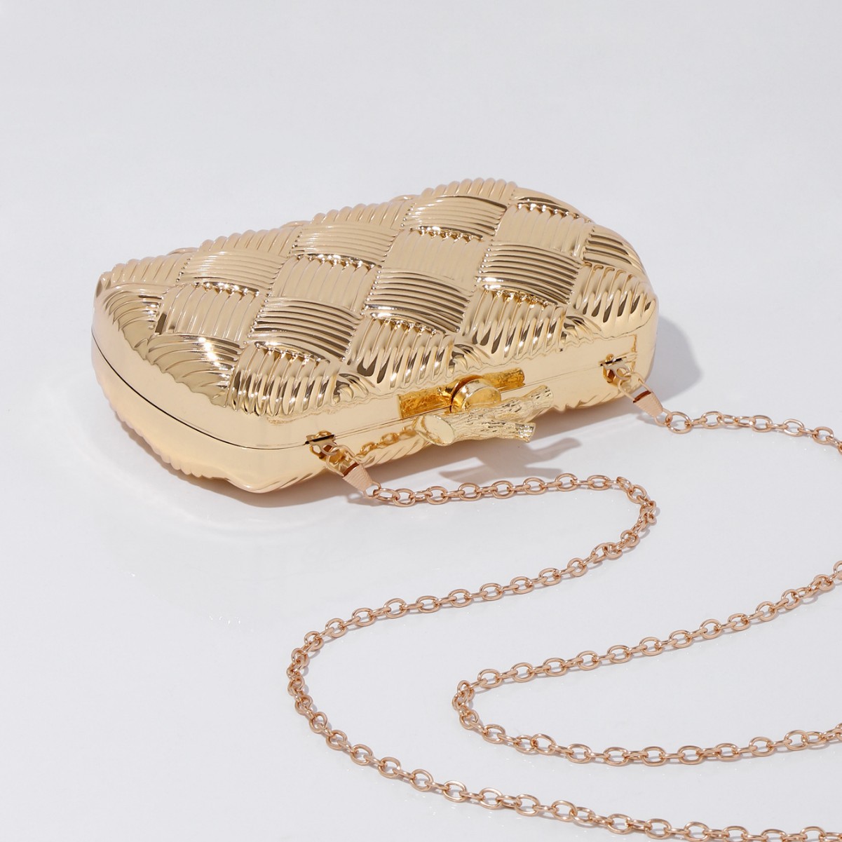 New Cross-Border Metal Woven Box Clutch, European And American Trendy Evening Bag For Parties And Formal Gowns - Thumbnail 3