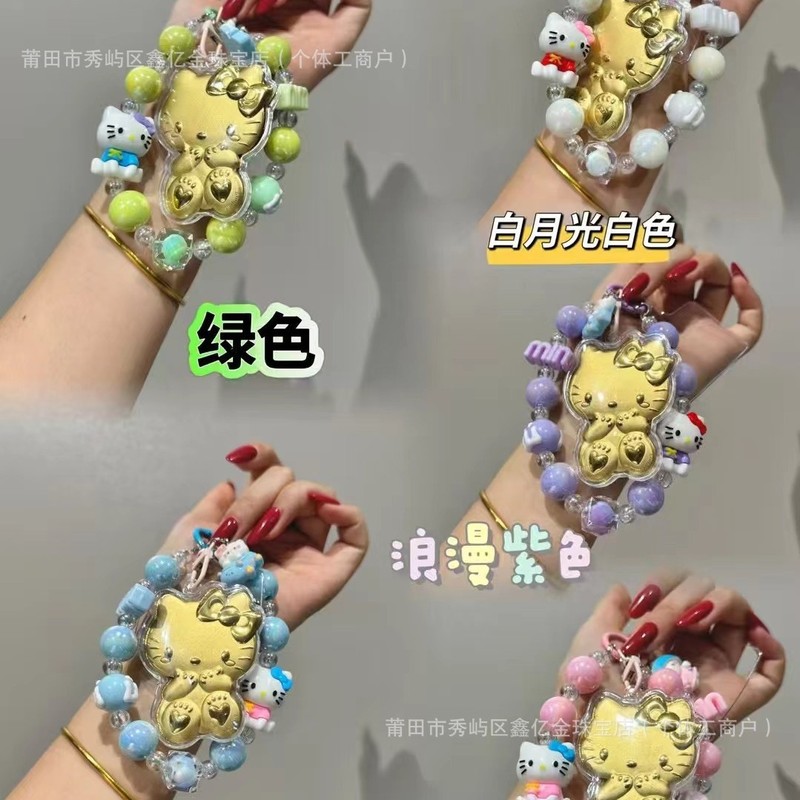 ハローキティ猫純金キーホルダー 999 かわいい KT ゴールドペンダント携帯電話チェーンバッグ車のペンダントホットスタイル|undefined