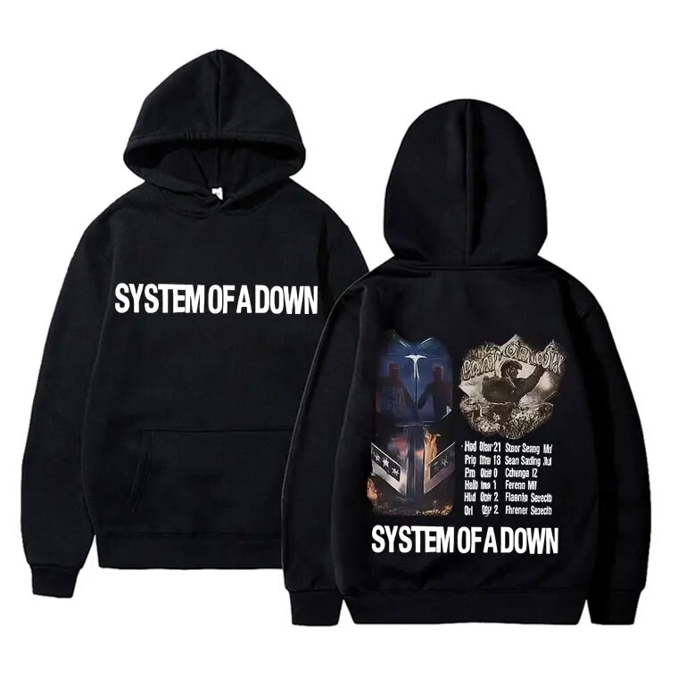 Vintage System down Double-Sided Printed Sweatshirt for Men and Women, Retro Rock Oversized Sports Shirt for Men, 90S Style
