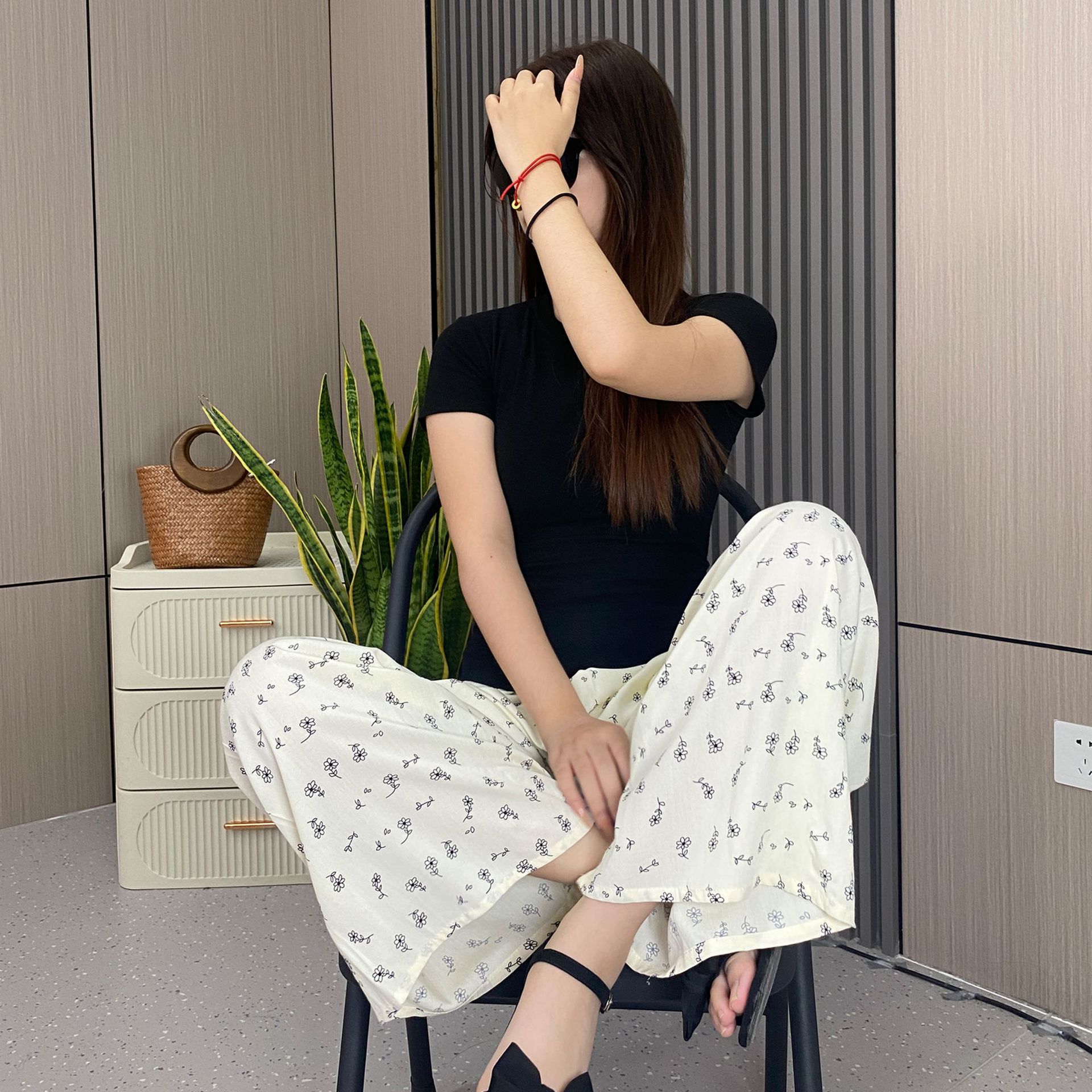 [5 días de preventa] [Pantalones de seda de algodón] Pantalones de pijama de seda de algodón para mujer