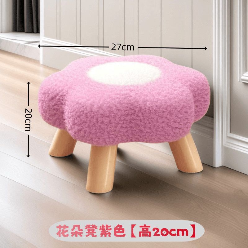 Taburetes de madera maciza de flores lindas, taburetes de cambio de zapatos de puerta de casa, taburetes de mesa de té de balcón, taburetes bajos para niños image 10