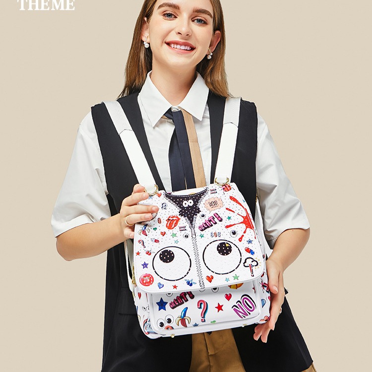 Mochila Casual Estampada para Mujer de PU Resistente al Desgaste para Uso Diario