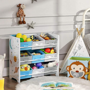 Children's Toy Storage Rack Picture Book Storage Rack with Storage Box Multi-Layer Storage Rack Bookshelf for Kids