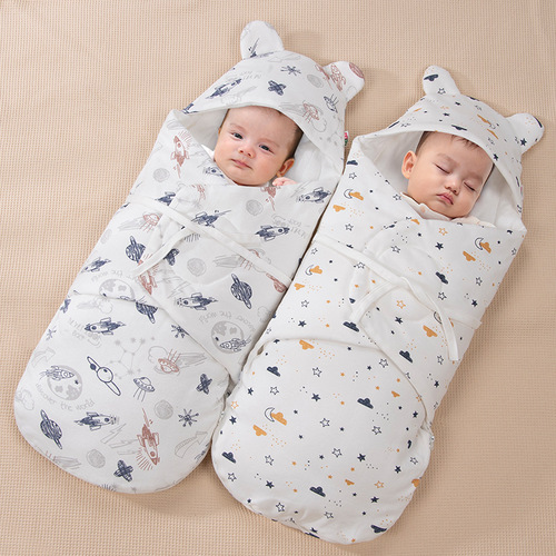 初生儿产房包被新生儿抱被夹棉春秋冬季厚款婴儿蝴蝶襁褓外出睡袋