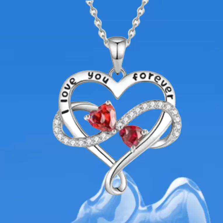 跨境新款双心钻心型吊坠项链女欧美时尚款高品质饰品女士节日礼物