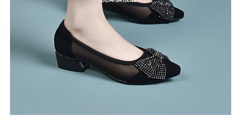 Giày cao gót nữ mũi nhọn da thật gót 5 cm nơ bướm lưới thoáng khí — Chiều cao gót 5 cm gót nhọn chi tiết 25