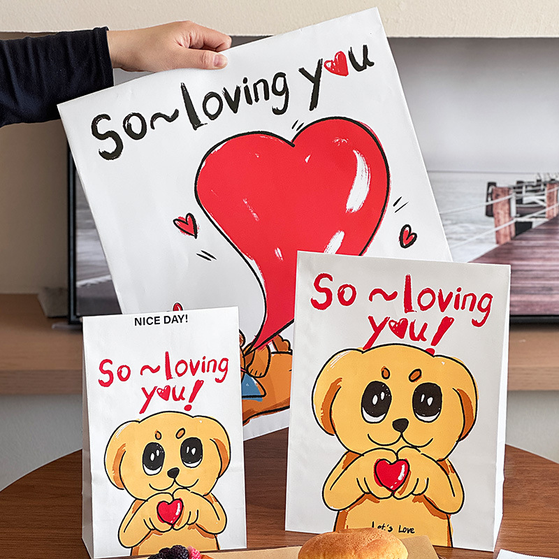 创意牛皮纸袋商用烘焙打包袋面包包装袋创意显眼包抱抱袋外卖打包