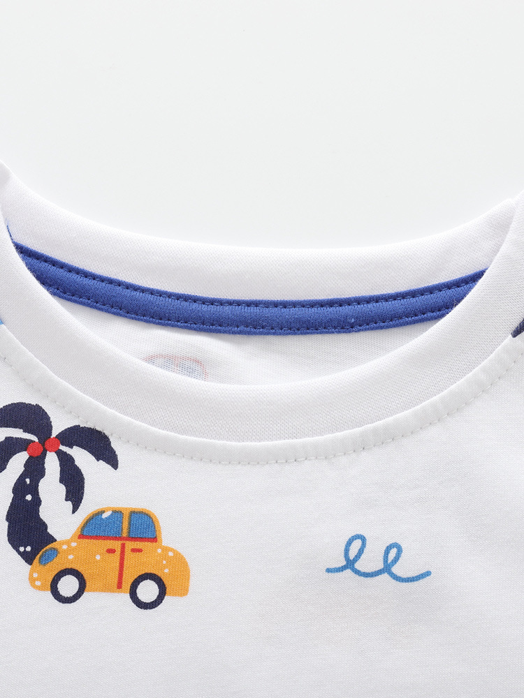 Trajes transfronterizos malwee para niños, ropa de verano, nueva ropa para el hogar, niños de mediana edad guapo, cuello redondo, manga corta, dos piezas.