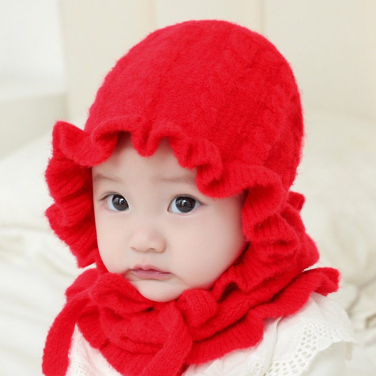 Sombrero DE LOS NIÑOS bufanda invierno Bebé sombrero de lana Corea del Sur nuevo bebé sombrero invierno lindo encaje sombrero traje femenino image 1