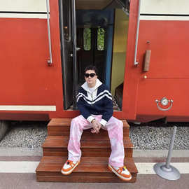 南油2025天花板高货驴家微标刺绣棋盘格水洗休闲牛仔裤男女同款