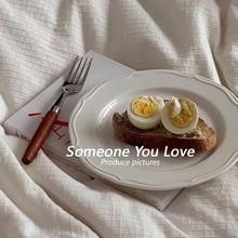 简约ins风牛排盘高级感西餐厅餐具陶瓷甜品点心盘子高颜值浮雕