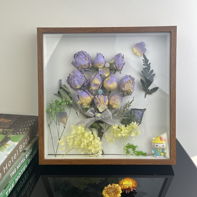 Eternal Rose dried flower photo frame three-dimensional hollow wooden painting frame handmade creative specimen insect clay display frame Eternal Rose dried flower photo frame three-dimensional hollow wooden painting frame handmade creative specimen insect clay display frame