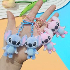 クロスボーダー植毛スティッチのキーホルダーdiyアクセサリー部品立体アニメ人形自動車バッグストラッププレゼント