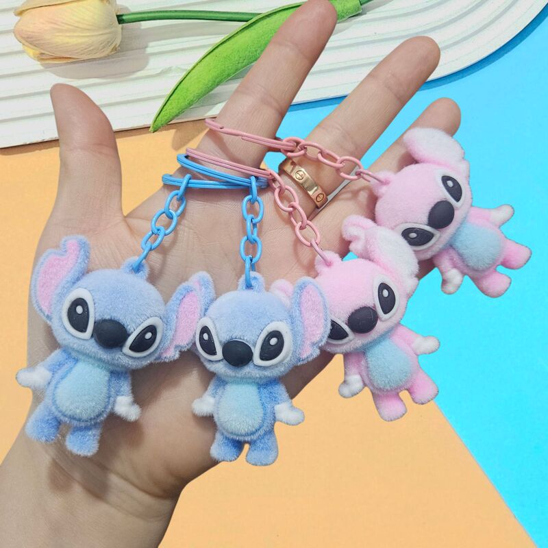 Cross-border flocking stillson key chain diy accessories three-dimensional cartoon doll car bag pendant gift