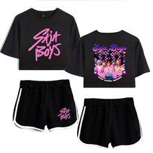 跨境新品亚马逊KPop Demon Hunters套装夏季女露脐短袖短裤时尚3