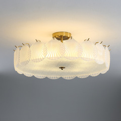 New trendy romantic shell crystal ceiling lamp for living room, crystal glass ceiling lamp for modern princess room and bedroom