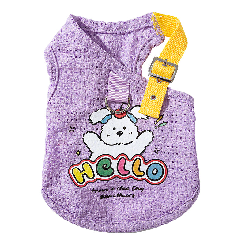 Primavera y verano tracción caricatura adorable gatito correa de impresión de tracción chaleco de tracción perros pequeños y medianos ropa de mascotas