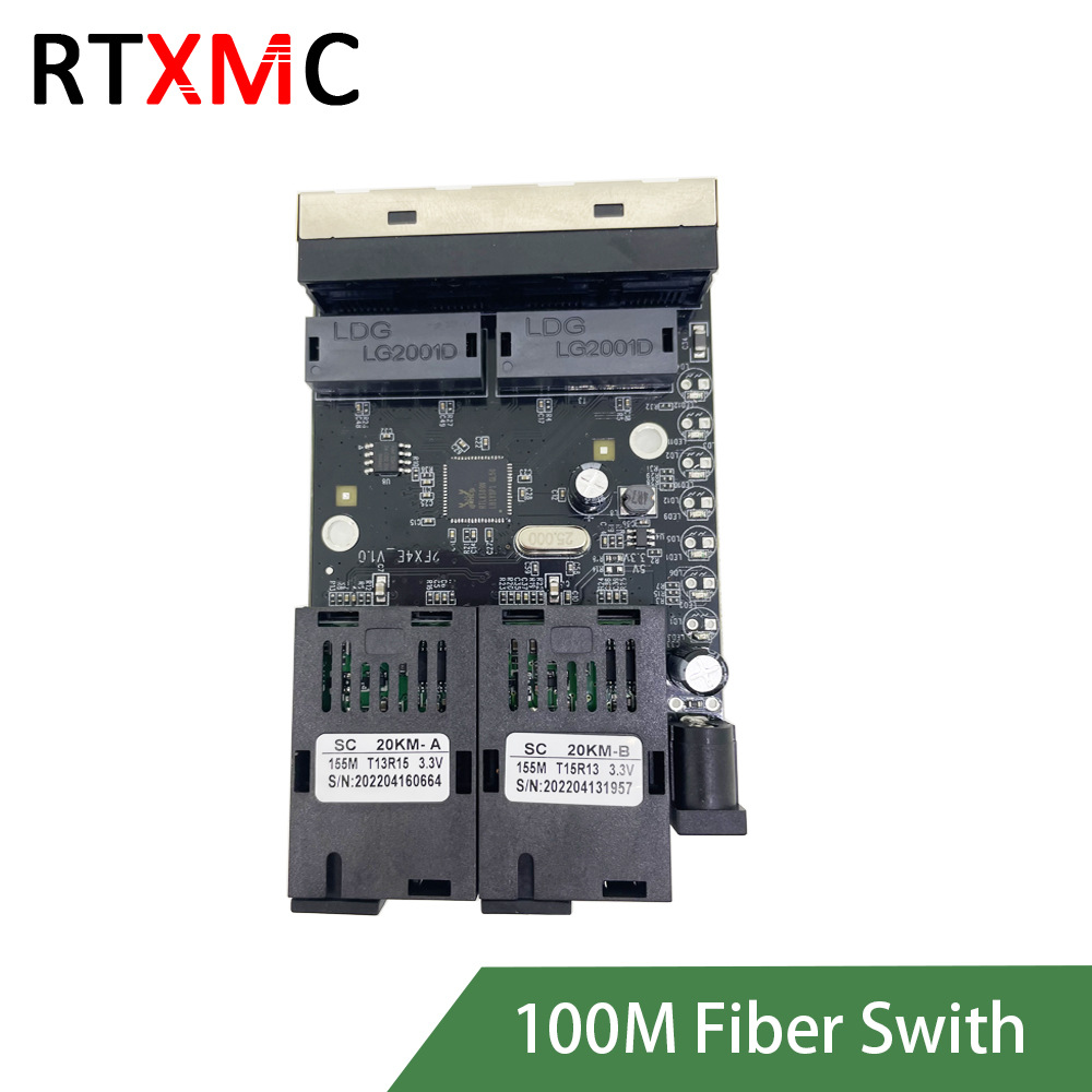 光纤收发器光纤交换机主板百兆2光4电2个百兆光口4个百兆网口高速