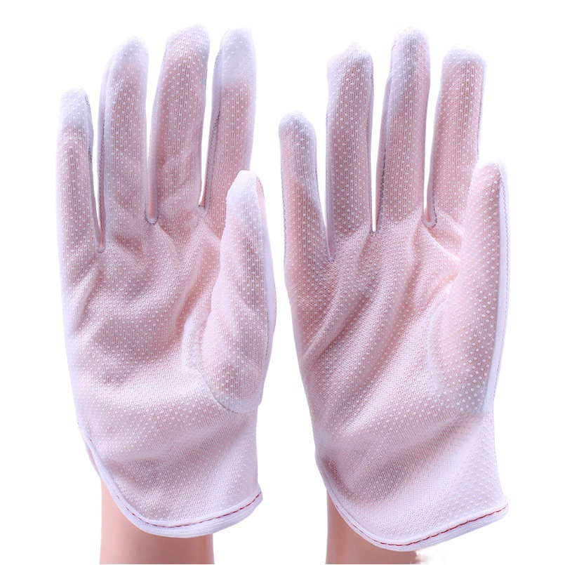 Оптовые антистатические перчатки с противоскользящим покрытием, пятипалые, с полосками и точками, без пыли, от производителя из Донгуаня.