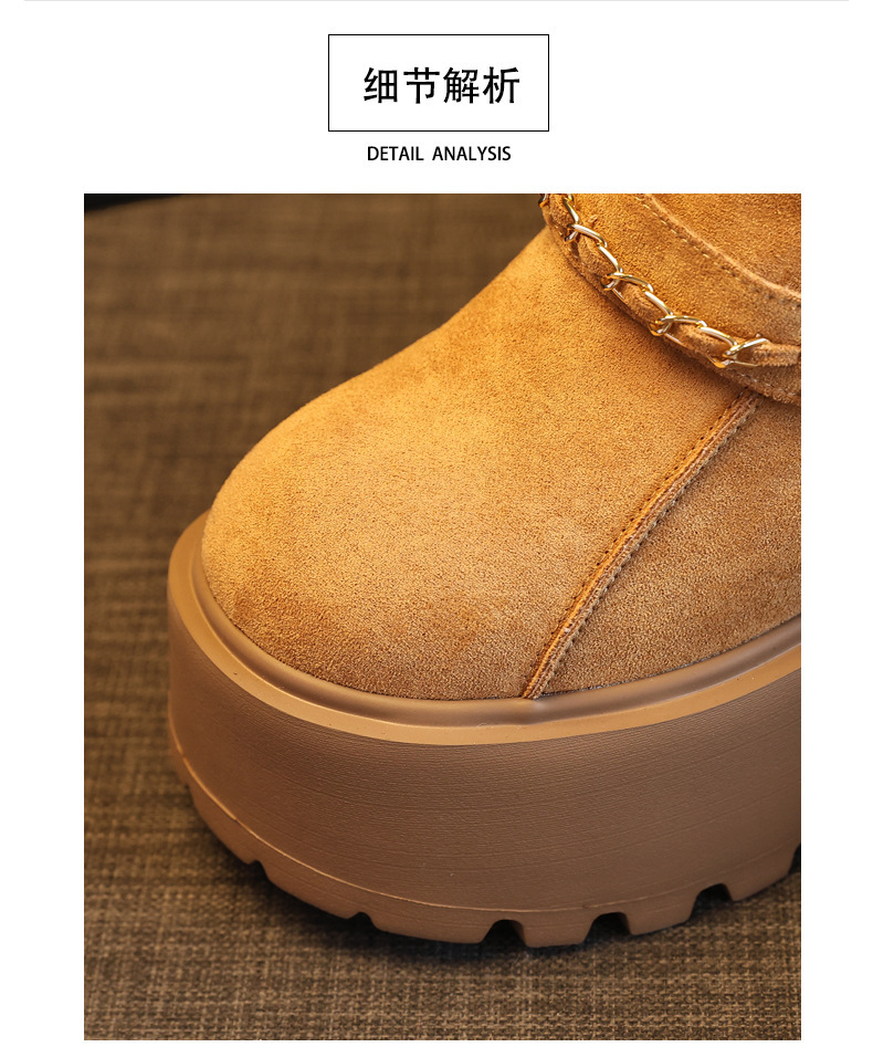 Dép lông giữ ấm mũi kín đế dày tăng chiều cao trong, phong cách Birkenstock thu đông — màu đen chi tiết 10