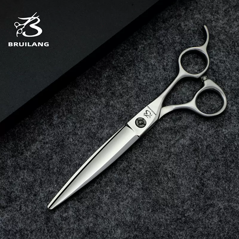 7寸440C美发剪刀平剪 徒手综合大切口柳叶理发剪刀可定 制LOGO