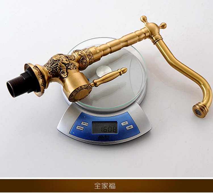 European-style antique thickened full copper carved kitchen faucet, bathroom washbasin, cold and hot water dual household underfloor basin undefined