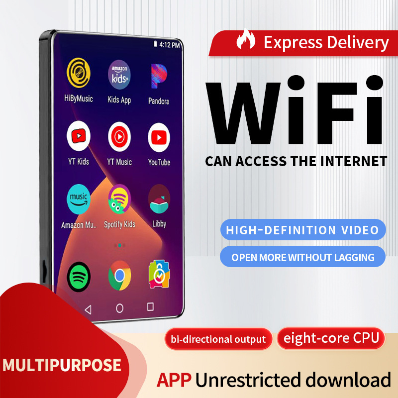 Smart Wifi 1080P Android 8.1 Player 4.0inch Color Screen Large Capacity Mp4 Player